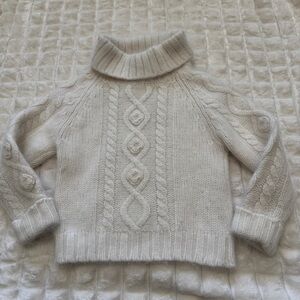 Hartstrings 4T Ivory Cable Knit Turtleneck Sweater ~ Cozy Pictures Holiday